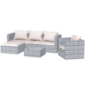 5-Seater Rattan Modular Corner Sofa Set Garden Furniture (2024 New Grey Version)