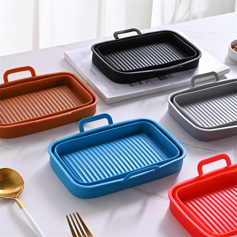Silicone Baking Tray Rectangle Foldable Air Fryer Silicone Pot with Ha –  ArmadaDeals-UK