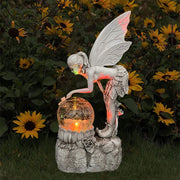 Garden Solar Resin Yard Flower Fairy Night Lamp Sculpture Ornament