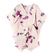 Womens Oversized Ruffle Printing Short Sleeve Tunic Chiffon Dress