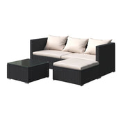 4 Pieces Rattan Garden Furniture Outdoor Patio Set with Coffee Table and Washable Cushions
