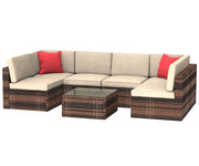 6 Seater Rattan Garden Corner Sofa Coffee Table Furniture Set