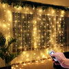3Mx1M LED Curtain String Lights Remote Control 8 Modes Decorative Fairy Light for Christmas Party