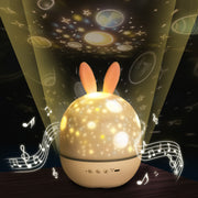 Kids Cute Rabbit Deer Projector Light Rotating Bluetooth Remote Control Projection Lamp