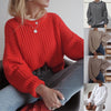 Autumn Winter Women Solid Loose Long Sleeve Knitted Sweater
