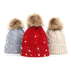 Women's Winter Cute Pearls Moon Star Knitted Hat