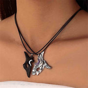 Creative Couple Metal Retro Hollow Sheep and Wolf Pendant Necklace