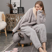 Women's Pajama Set Warm Soft Loungewear Nightwear 2-Piece Tops & Pants