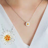 Women's White Daisy Pendant 925 Sterling Silver Necklace