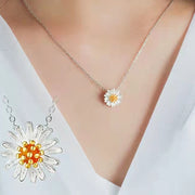Women's White Daisy Pendant 925 Sterling Silver Necklace