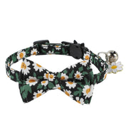 Cute Cat Collars Floral Removable Bowtie Collar with Bell