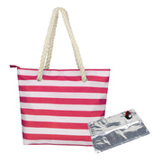 Portable Large Striped Picnic Bag with Hidden Insulated Compartment
