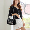 Womens Ethnic Flower Embroidered Soft Leather Crossbody Bag