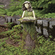 Outdoor Fairytale Forest Girl Bird Feeder Resin Statue Ornament