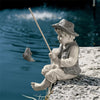 Garden Cartoon Lawn Sitting Fisherman Resin Gnome Statue Ornament