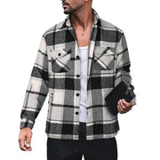 Men's Plaid Shirt Long Sleeve Button Down Casual Jacket