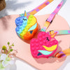 Pop It Fidget Silicone Rainbow Unicorn Bubble Crossbody Bags for Girls