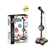 Kids Microphone with Stand Amplifying Music Bracket Singing Toy with Lights Pedal