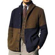 Mens Winter Colorblock Cardigan Single-Breasted Knitted Sweater Jacket