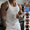 Men's Tank Top Solid Color Tightening Knit Vertical Stripe Bodybuilding Vest