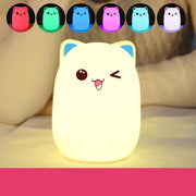Kids Silicone Bear Colorful LED Night Light Remote Control Nursery Bedside Pat Lamp