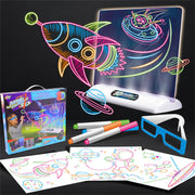 3D Fluorescent Magic Drawing Board LED Educational Toy for Kids