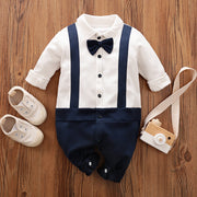 Cotton One-piece Boys Long Sleeve Jumpsuit Gentleman Outfits