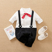 Cotton One-piece Boys Long Sleeve Jumpsuit Gentleman Outfits