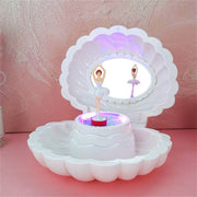 Shell Shape Ballet Girl Jewelry Music Box with Mirror