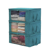 3PCS Foldable Clothes Storage Boxes Bags Ziped Organizers Closet Wardrobe