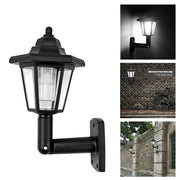 Solar Powered LED Wall Light Garden Fence Vintage Hexagonal Lamp
