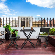3 Pieces Rattan Patio Set of Foldable Patio Table and Chairs