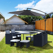 8 Seater Garden Furniture Rattan Cube Outdoor Dining Set