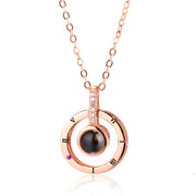 I Love You Heart Round Projection Necklace for Women Girls