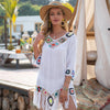 Women V-Neck Hollow Tassel Beach Bikini Cover-Up Sundress