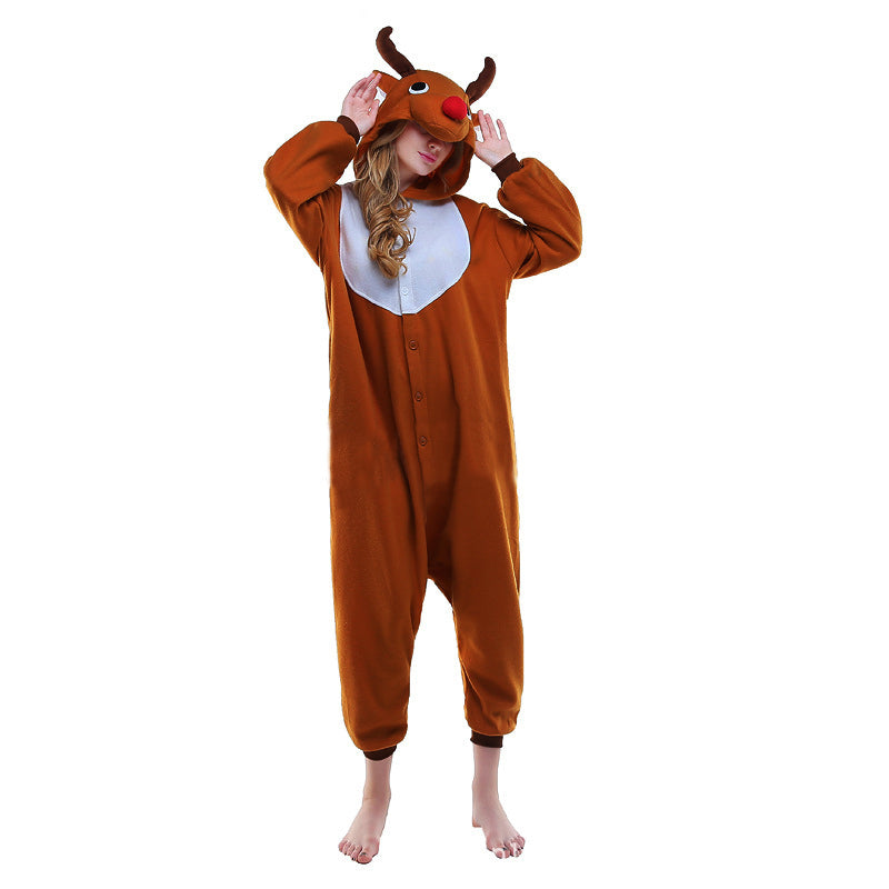 Elk Onesies Pajamas Christmas Halloween Cosplay Costume Homewear for A ArmadaDeals UK