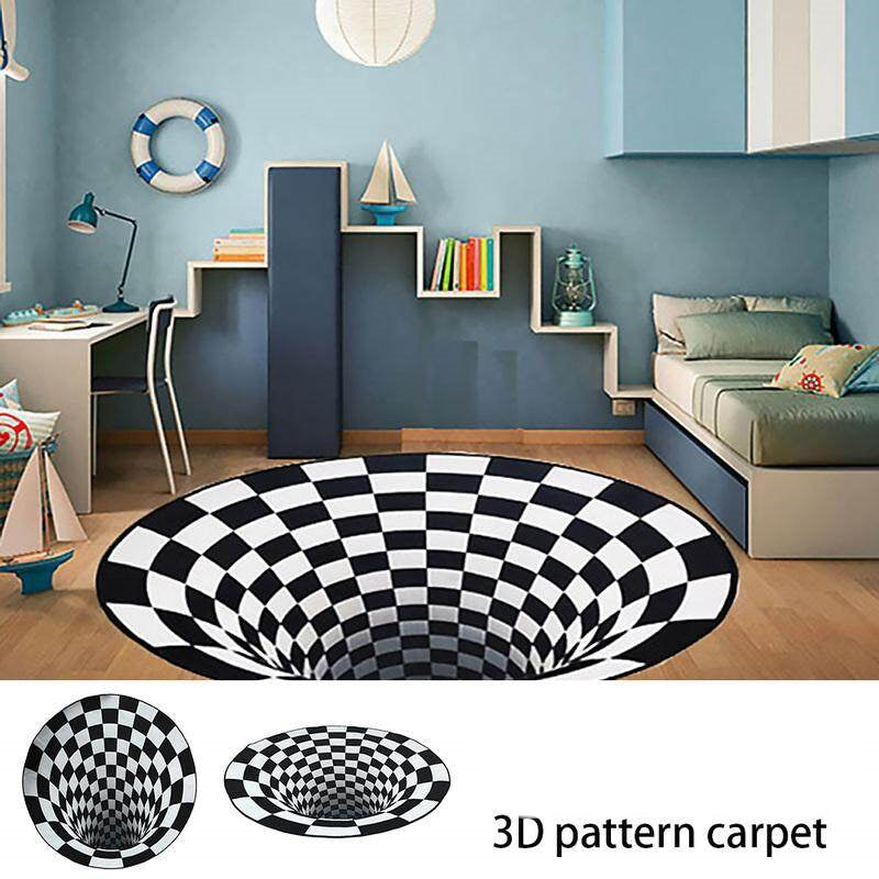3D Bottomless Hole Optical Illusion Area Rug Creative Round Carpet ...