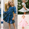 Toddler Little Girls Summer Ruffle Short Sleeve Print Princess Dress