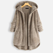 Womens Autumn Winter Hoodie Mid-length Soft Fur Coat