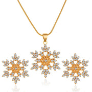 Snowflake Temperament Exquisite Full Diamond Necklace Earrings Set