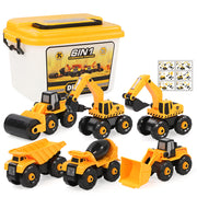 DIY Construction Vehicles Movable Detachable Toy Set with Storage Box