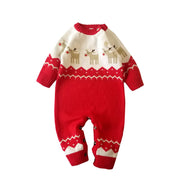 Newborn Baby Christmas Sweater Jumpsuit Toddler Reindeer Long Sleeve Knit Romper