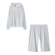 Fashion Women Two-Piece Sets Home Solid Hooded Long Sleeves Casual Tracksuit