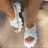 Platform Cross-strap Metal Chain Solid Heeled Women Sandals