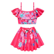 Summer Baby Girl 2Pcs Beach Cartoon Princess Ruffle Swimsuit Set